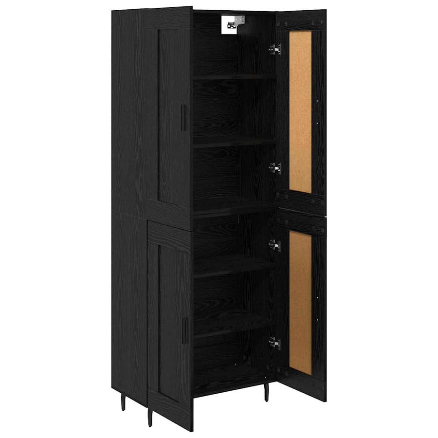 Highboard 2 pcs Zwart Eiken 69,5 x 34 x 180 cm Bewerkt hout