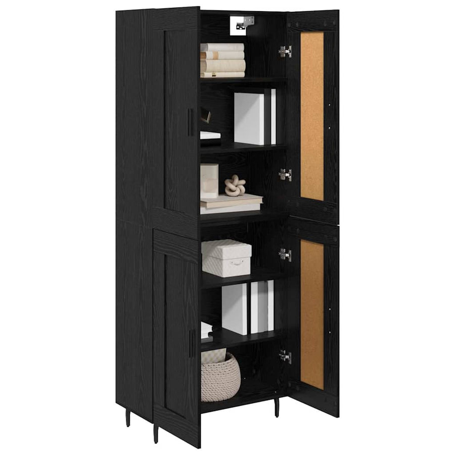 Highboard 2 pcs Zwart Eiken 69,5 x 34 x 180 cm Bewerkt hout