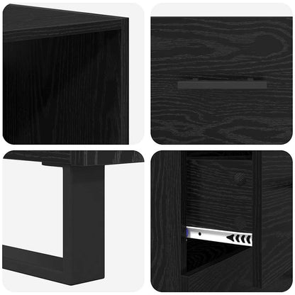 Highboard Wandgemonteerd 2 pcs Zwart Eiken Bewerkt hout