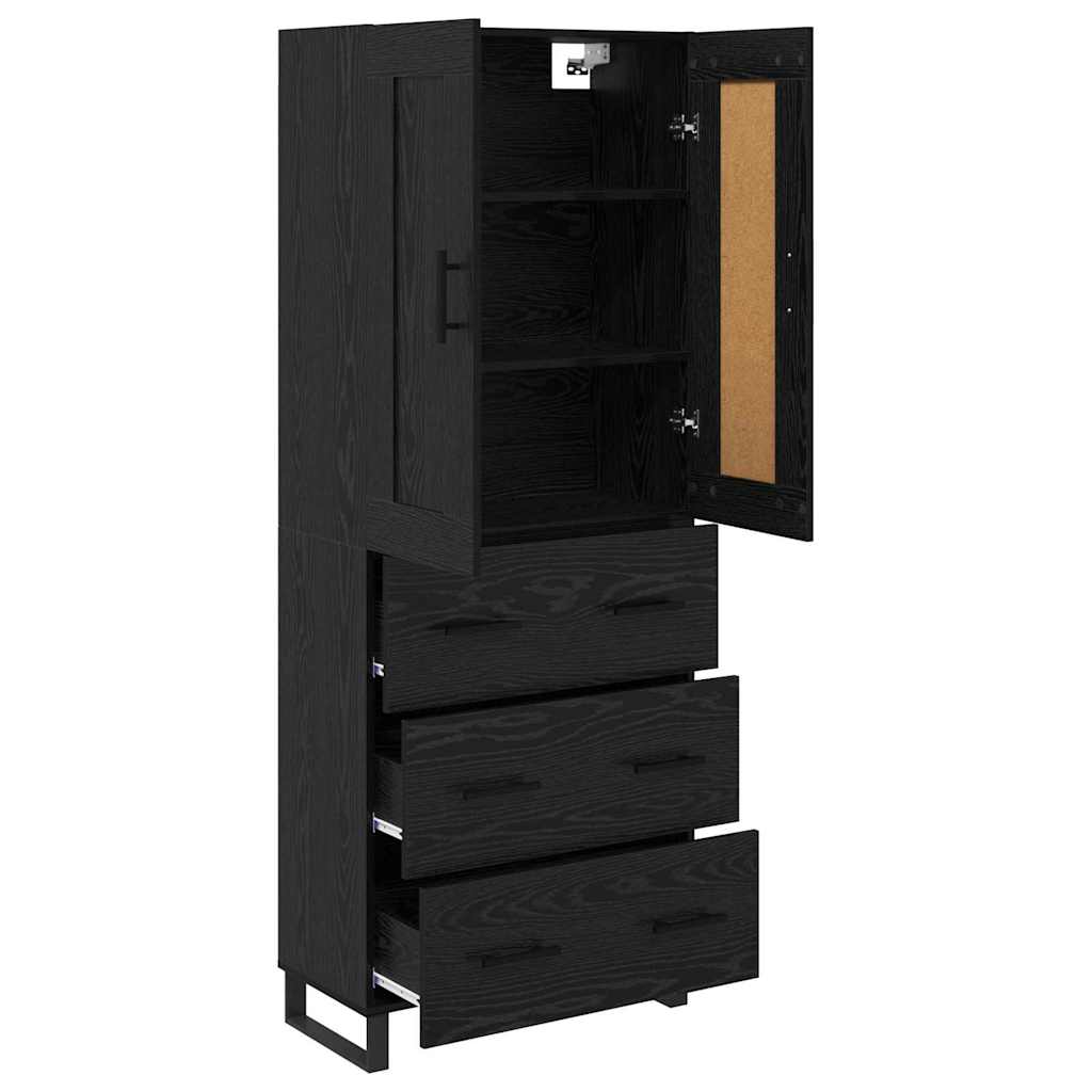 Highboard Wandgemonteerd 2 pcs Zwart Eiken Bewerkt hout