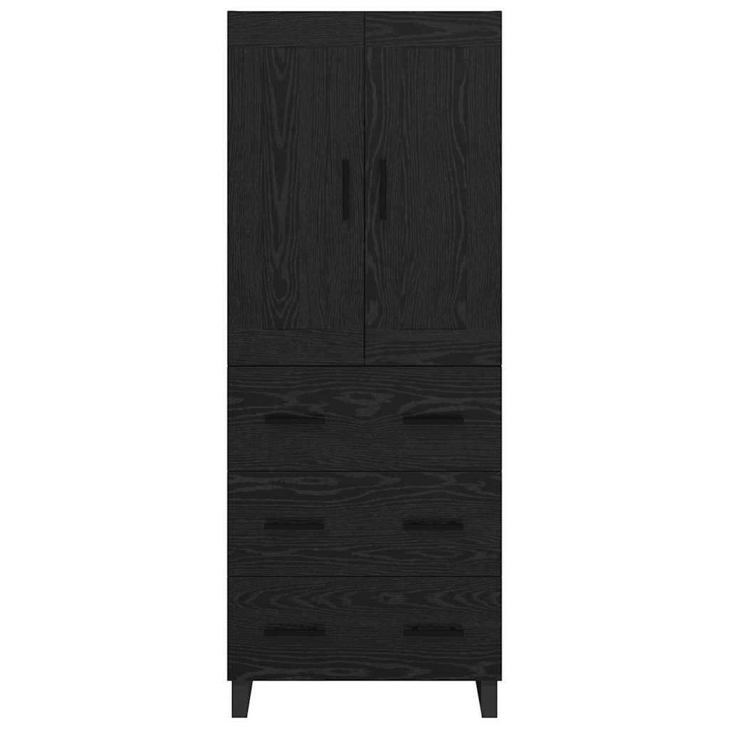 Highboard Wandgemonteerd 2 pcs Zwart Eiken Bewerkt hout