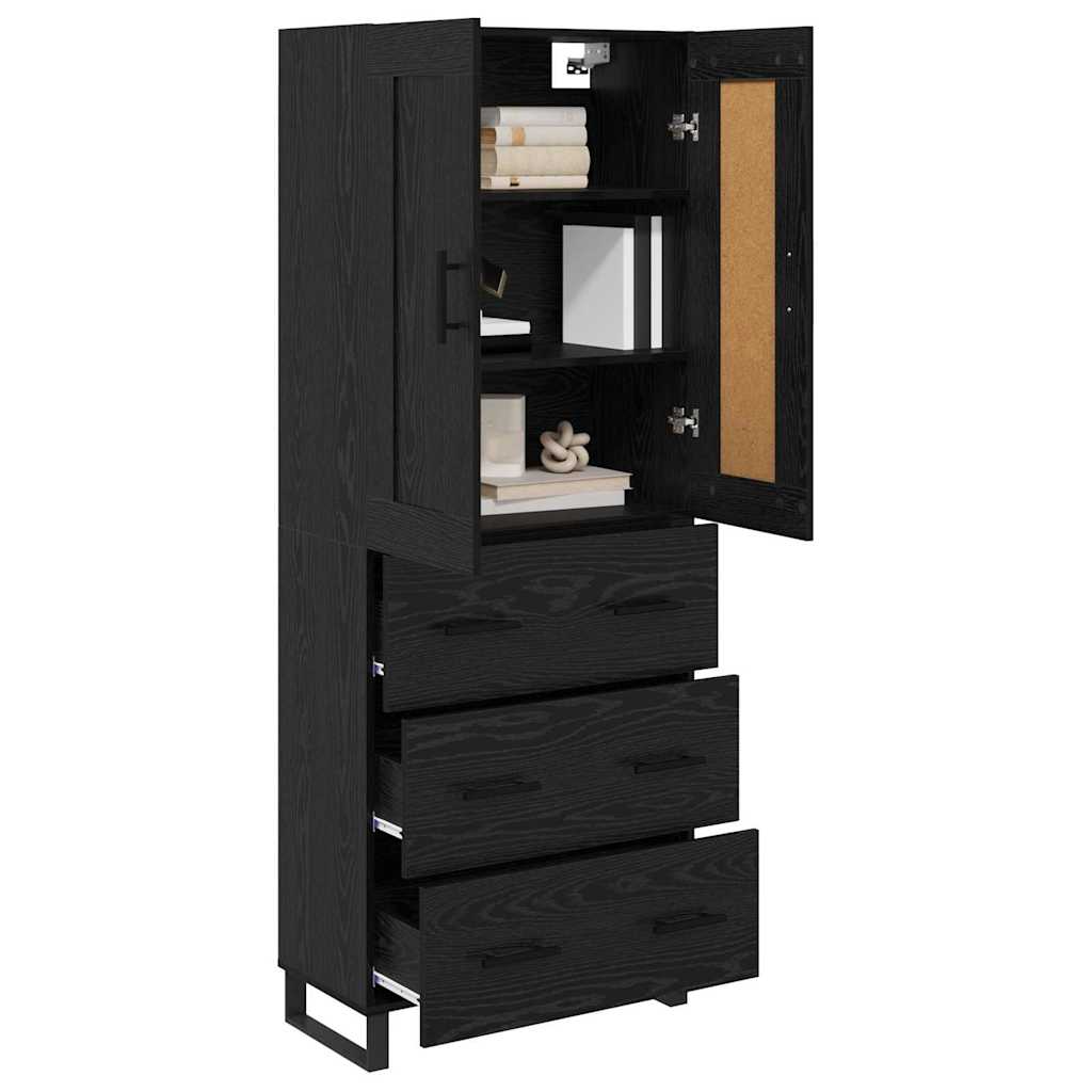Highboard Wandgemonteerd 2 pcs Zwart Eiken Bewerkt hout