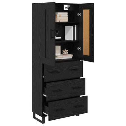Highboard Wandgemonteerd 2 pcs Zwart Eiken Bewerkt hout