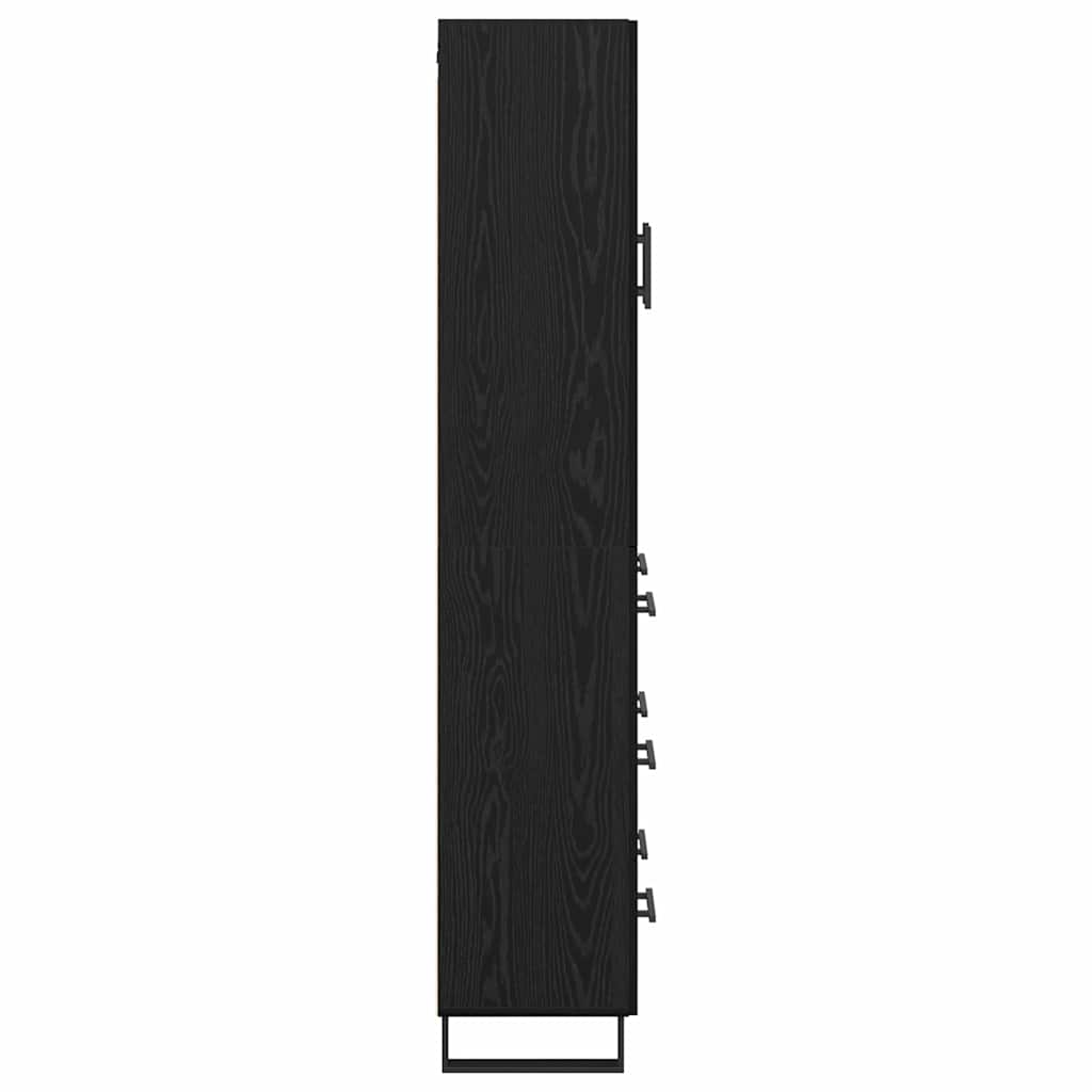 Highboard Wandgemonteerd 2 pcs Zwart Eiken Bewerkt hout