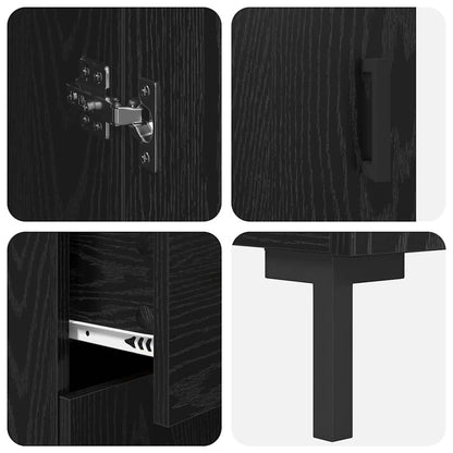 Hoge kast 2 pcs Zwart Eiken 69,5 x 34 x 180 cm Bewerkt hout