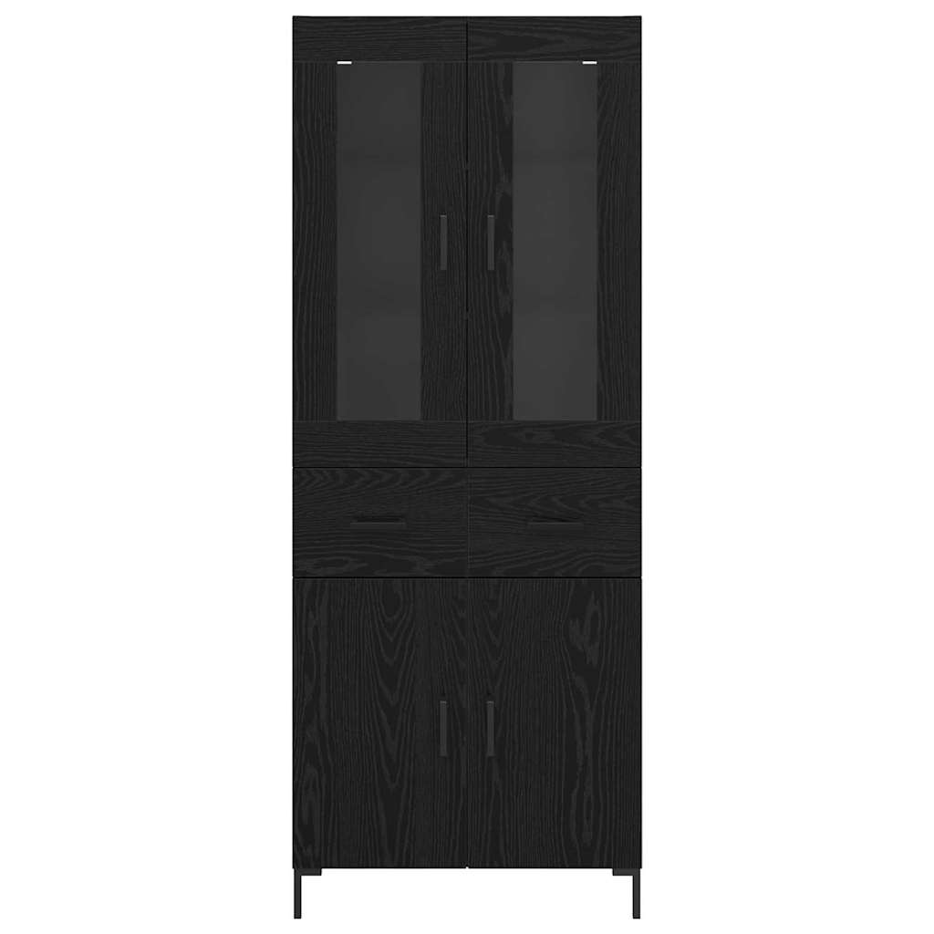Hoge kast 2 pcs Zwart Eiken 69,5 x 34 x 180 cm Bewerkt hout