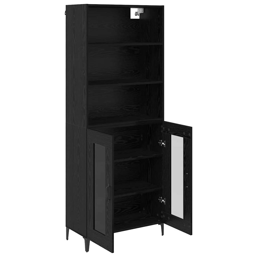 Dressoir Wandgemonteerd met lade 2 pcs Zwart Eiken Bewerkt hout