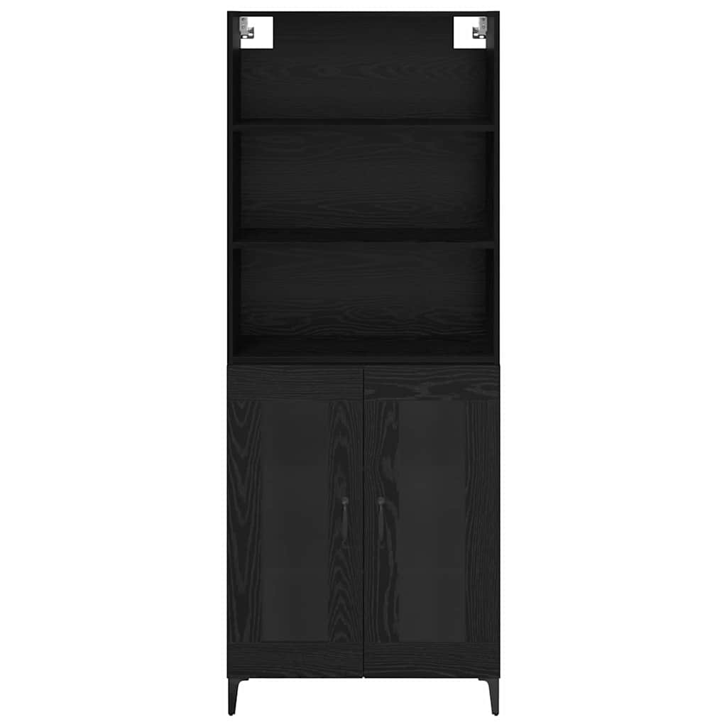Dressoir Wandgemonteerd met lade 2 pcs Zwart Eiken Bewerkt hout