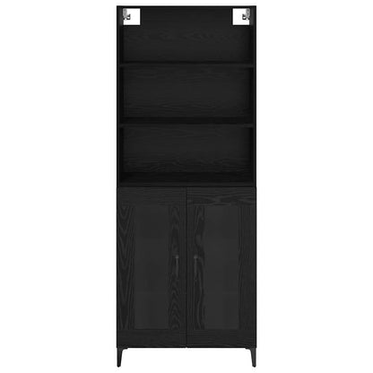 Dressoir Wandgemonteerd met lade 2 pcs Zwart Eiken Bewerkt hout