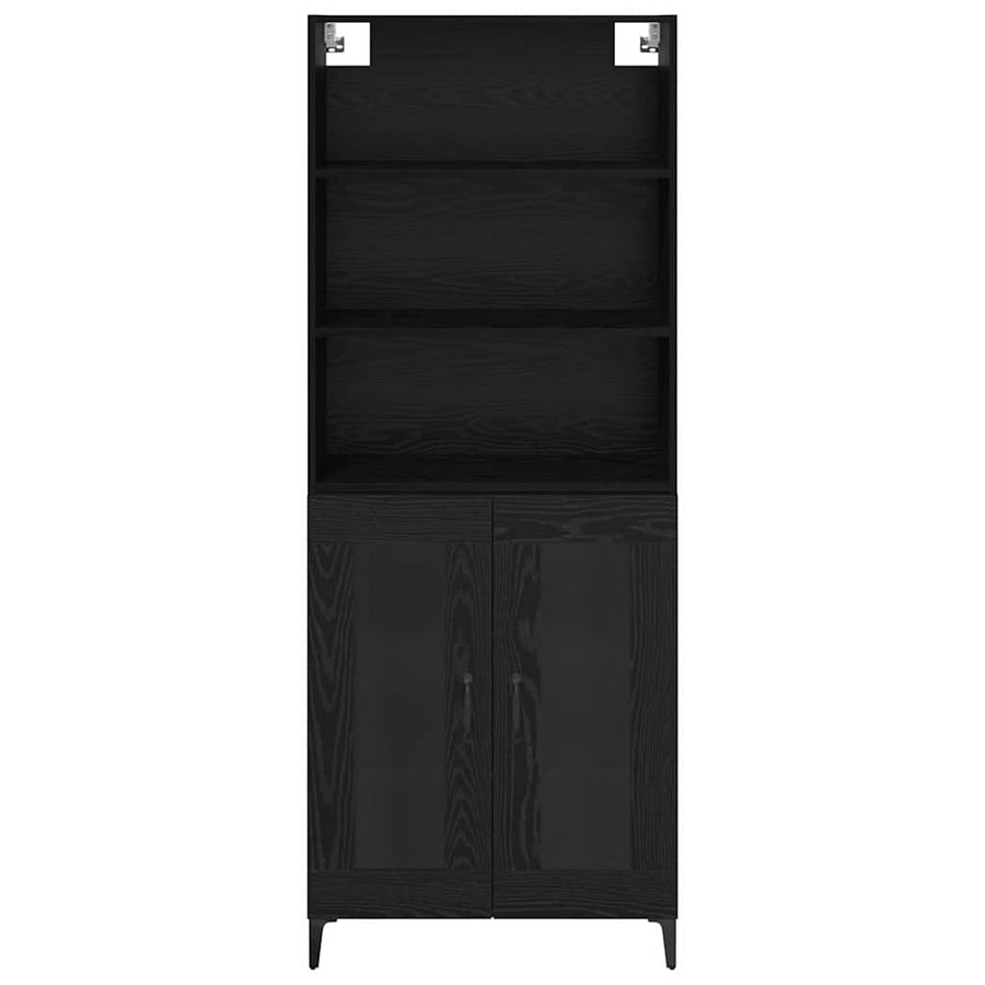 Dressoir Wandgemonteerd met lade 2 pcs Zwart Eiken Bewerkt hout