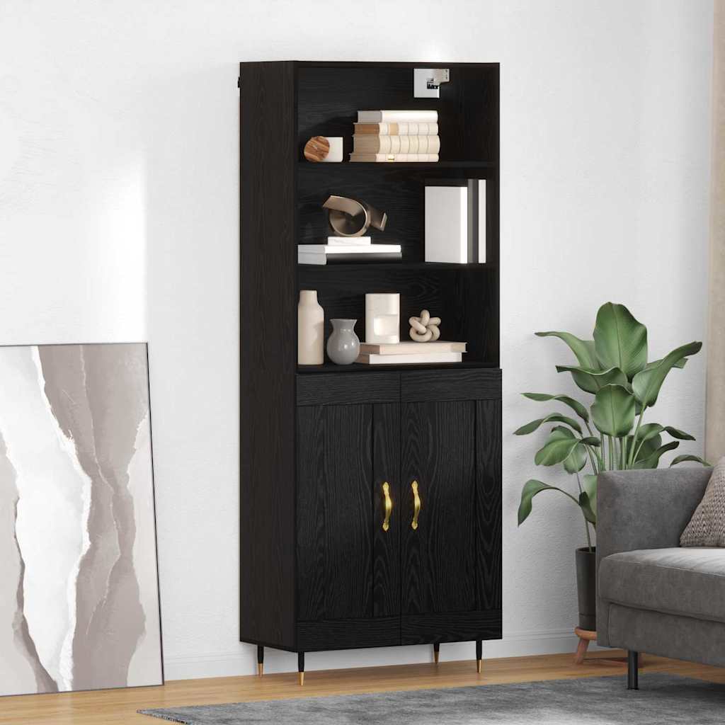 Highboard 2 pcs Zwart eiken 69,5 x 34 x 180 cm Bewerkt hout