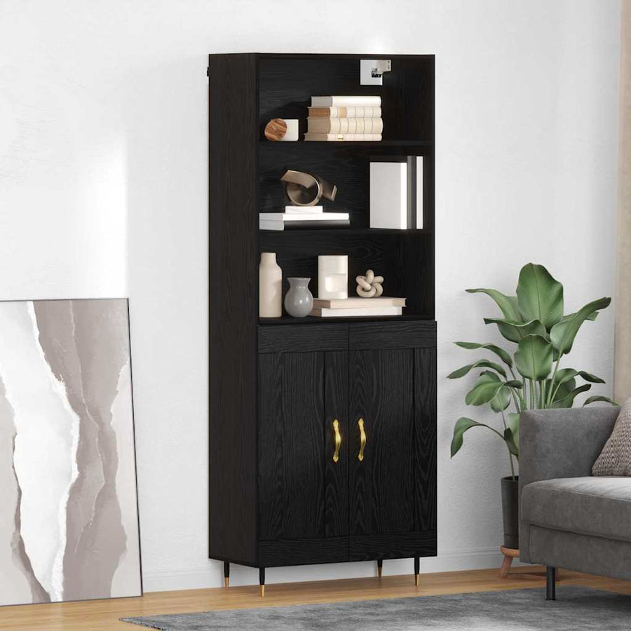 Highboard 2 pcs Zwart eiken 69,5 x 34 x 180 cm Bewerkt hout