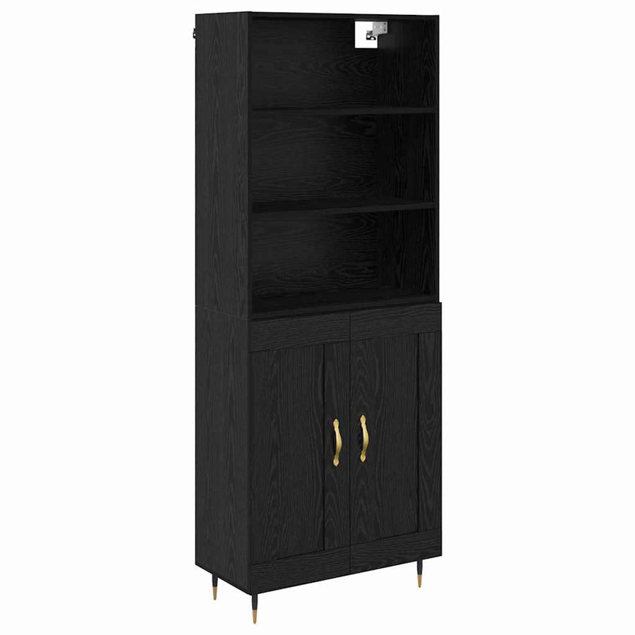 Highboard 2 pcs Zwart eiken 69,5 x 34 x 180 cm Bewerkt hout