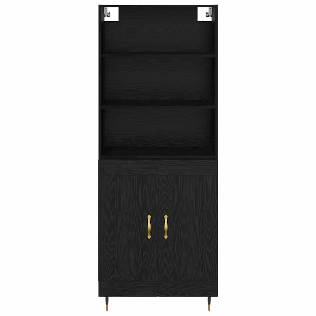 Highboard 2 pcs Zwart eiken 69,5 x 34 x 180 cm Bewerkt hout