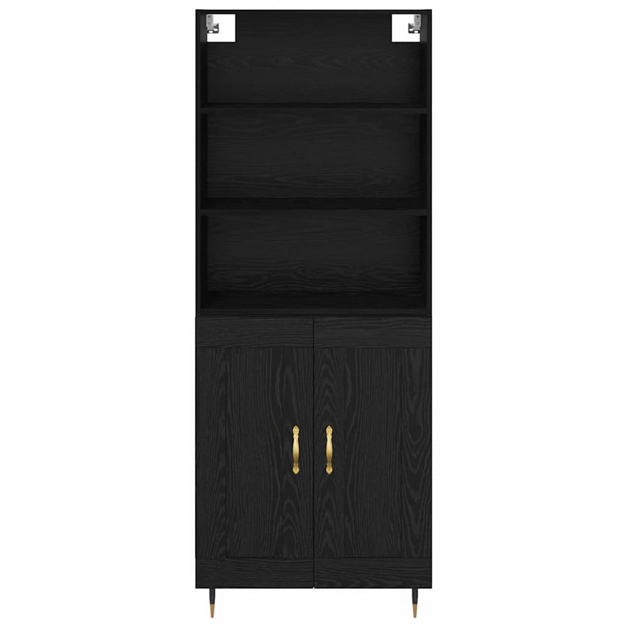 Highboard 2 pcs Zwart eiken 69,5 x 34 x 180 cm Bewerkt hout