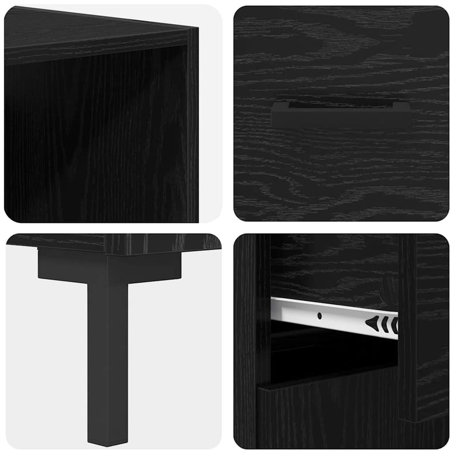 Highboard Wandgemonteerd 2 pcs Zwart Eiken Bewerkt hout
