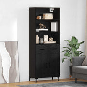 Wandkast 69,5x34x180 cm zwart eiken