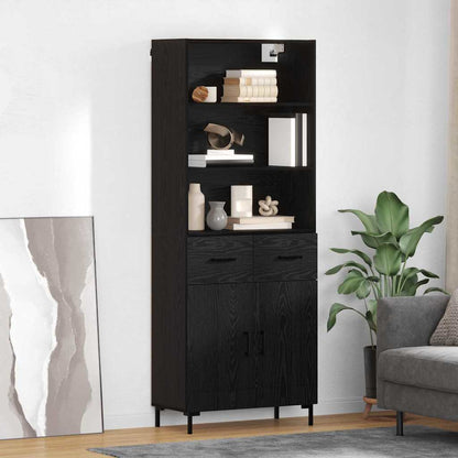 Highboard Wandgemonteerd 2 pcs Zwart Eiken Bewerkt hout