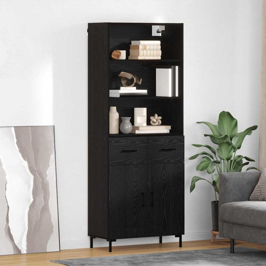 Highboard Wandgemonteerd 2 pcs Zwart Eiken Bewerkt hout