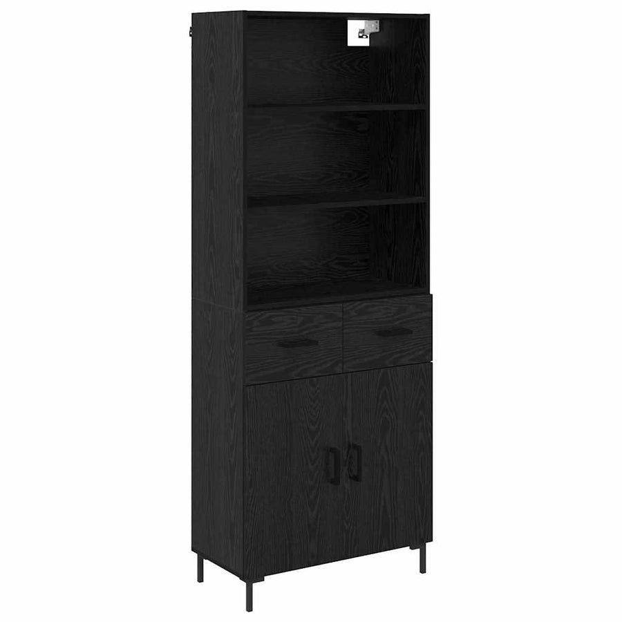 Highboard Wandgemonteerd 2 pcs Zwart Eiken Bewerkt hout