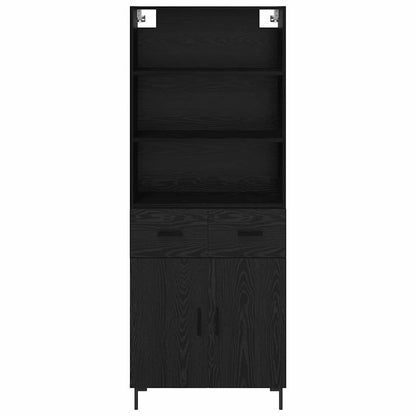 Highboard Wandgemonteerd 2 pcs Zwart Eiken Bewerkt hout