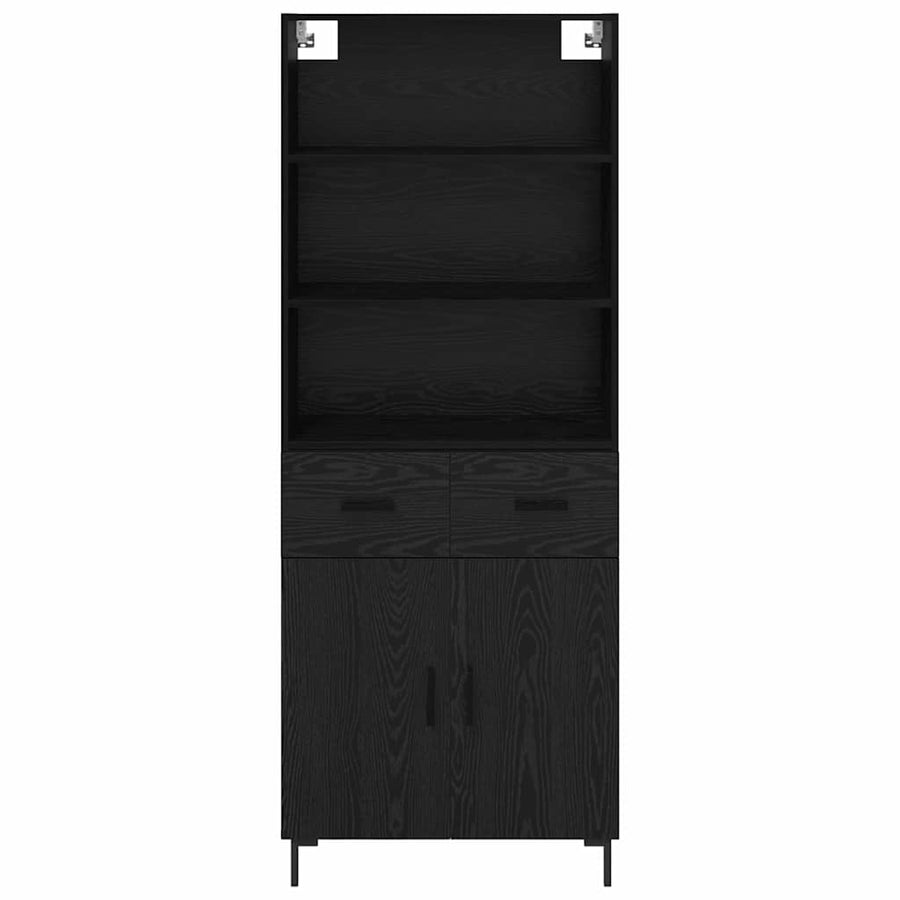 Highboard Wandgemonteerd 2 pcs Zwart Eiken Bewerkt hout
