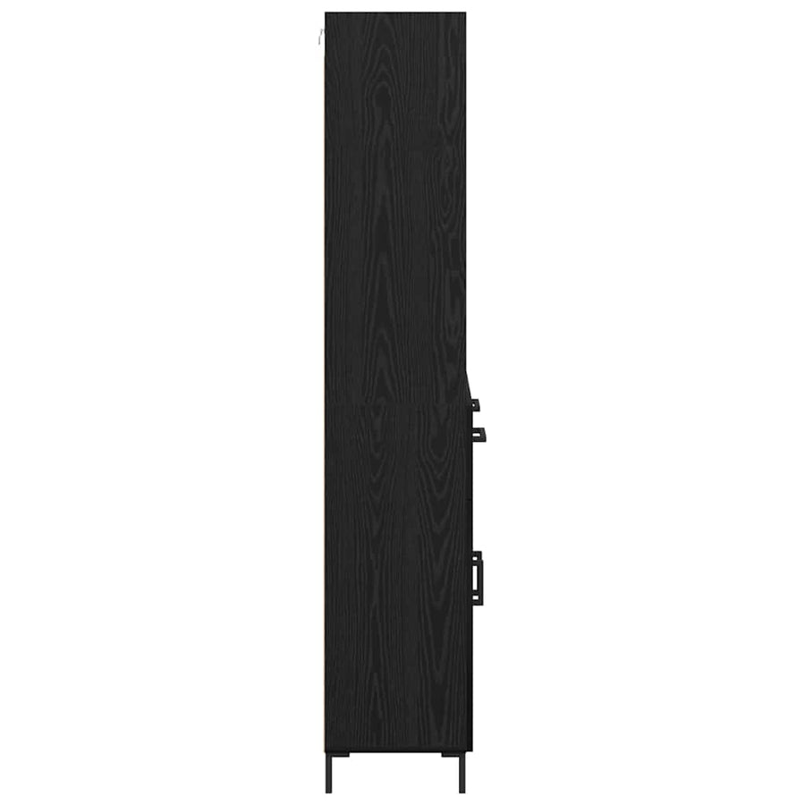 Highboard Wandgemonteerd 2 pcs Zwart Eiken Bewerkt hout