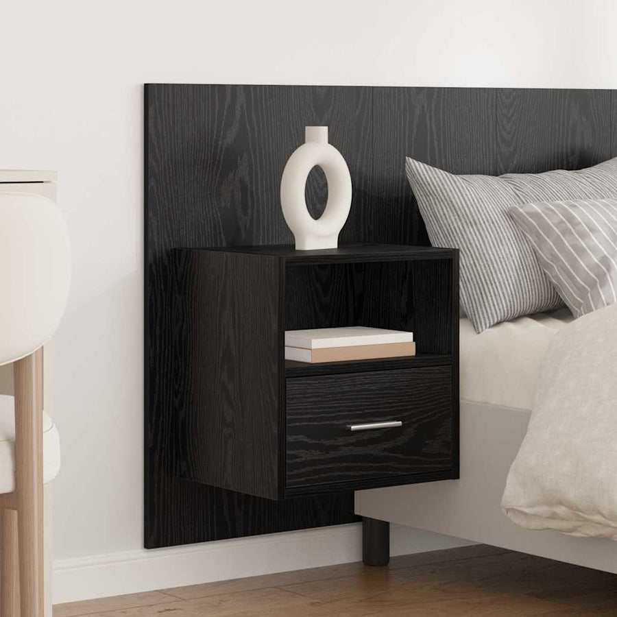 Hoofdbord Met Kast met lade 3 pcs Zwart Eiken Bewerkt hout