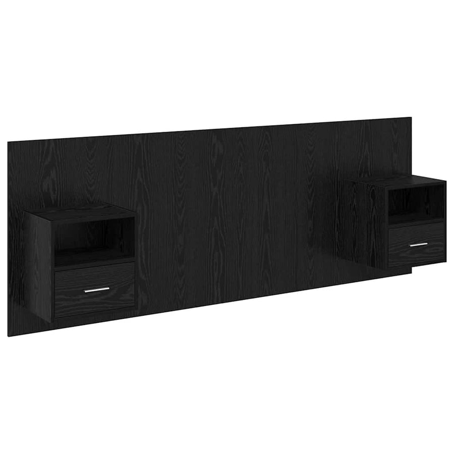 Hoofdbord Met Kast met lade 3 pcs Zwart Eiken Bewerkt hout