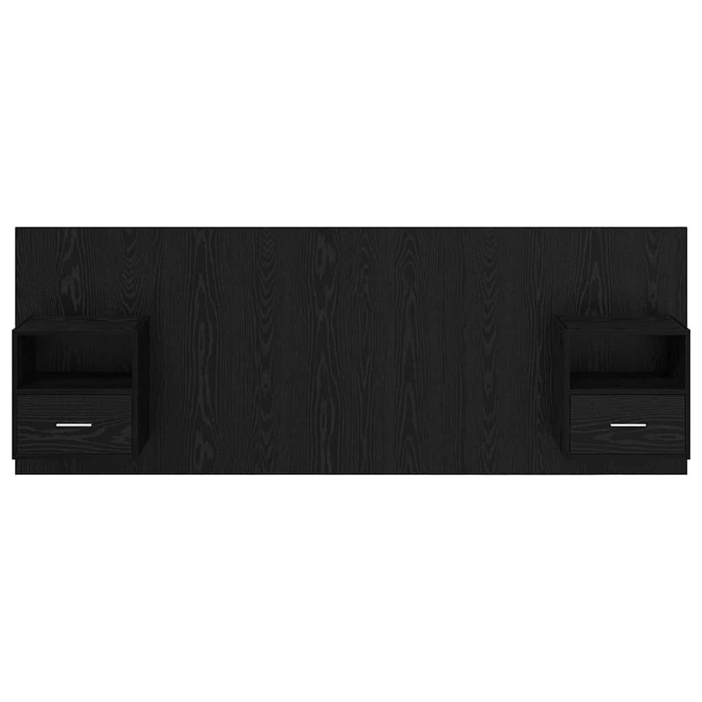 Hoofdbord Met Kast met lade 3 pcs Zwart Eiken Bewerkt hout