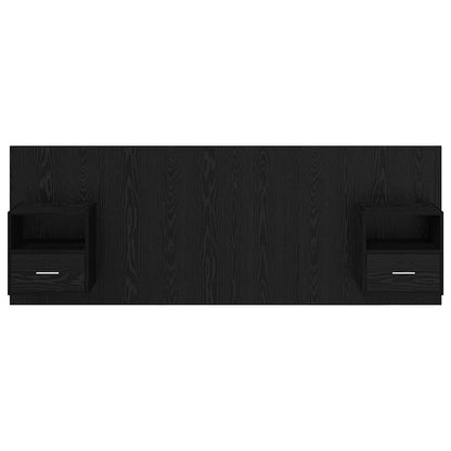 Hoofdbord Met Kast met lade 3 pcs Zwart Eiken Bewerkt hout