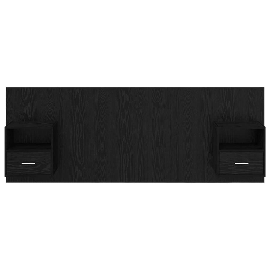 Hoofdbord Met Kast met lade 3 pcs Zwart Eiken Bewerkt hout