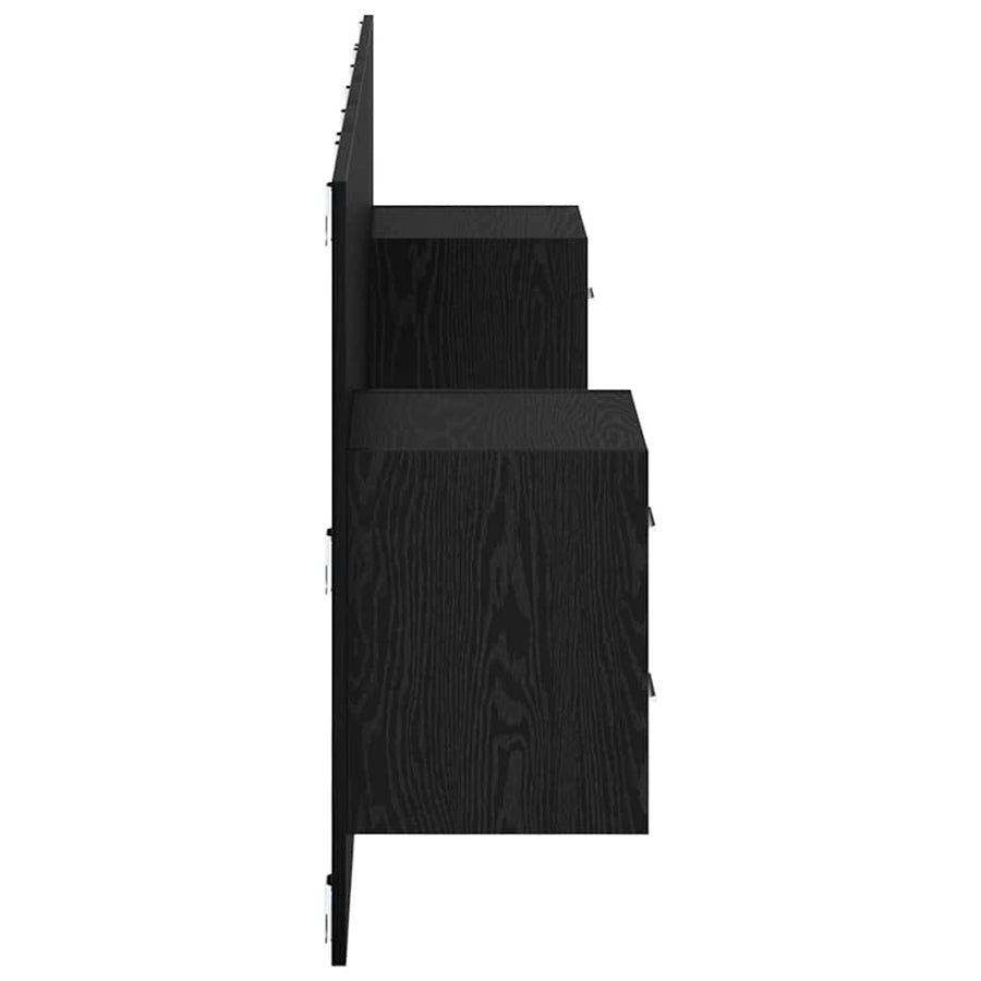 Hoofdbord Met Kast met lade 3 pcs Zwart Eiken Bewerkt hout