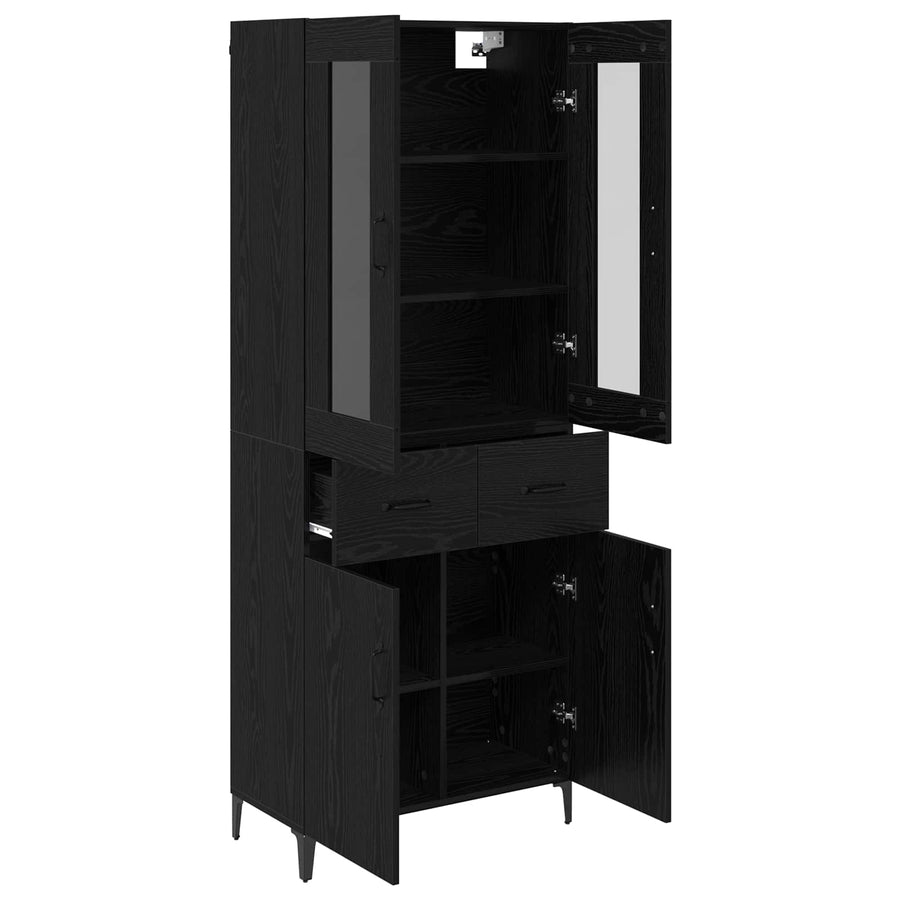 Highboard met lade Zwart Eiken 69,5 x 34 x 180 cm Bewerkt hout