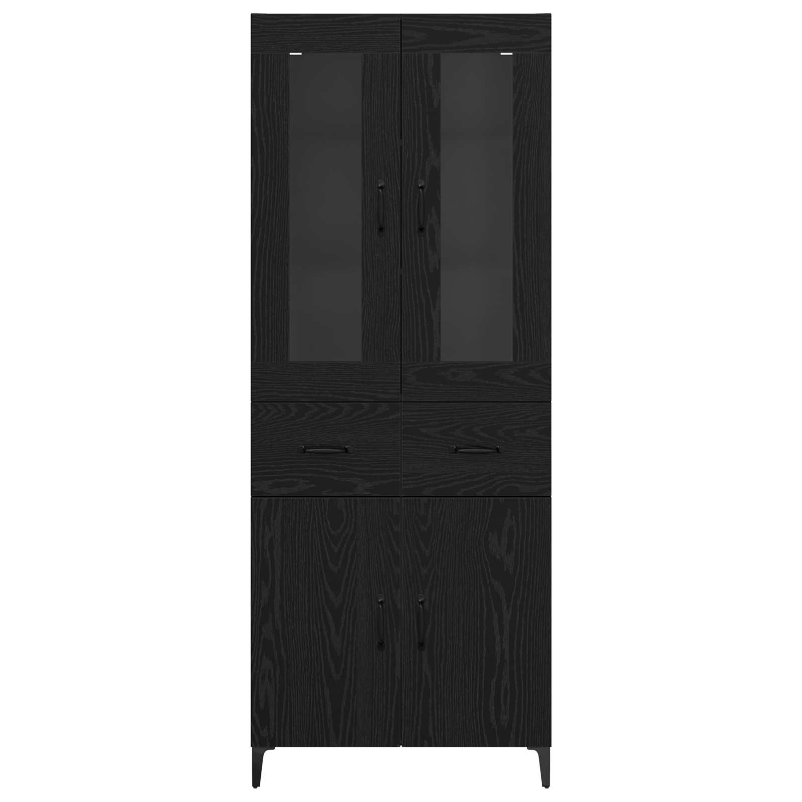Highboard met lade Zwart Eiken 69,5 x 34 x 180 cm Bewerkt hout