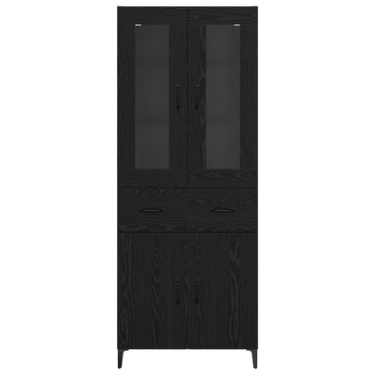 Highboard met lade Zwart Eiken 69,5 x 34 x 180 cm Bewerkt hout
