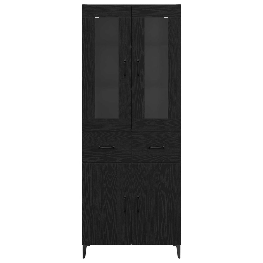 Highboard met lade Zwart Eiken 69,5 x 34 x 180 cm Bewerkt hout