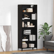 Hoge kast 69,5x34x180 cm zwart eiken bewerkt hout