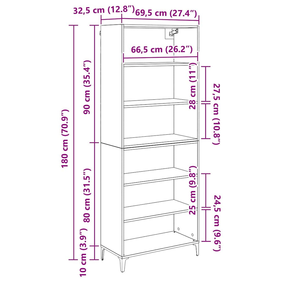 Dressoir Wandgemonteerd 2 pcs Zwart Eiken Bewerkt hout