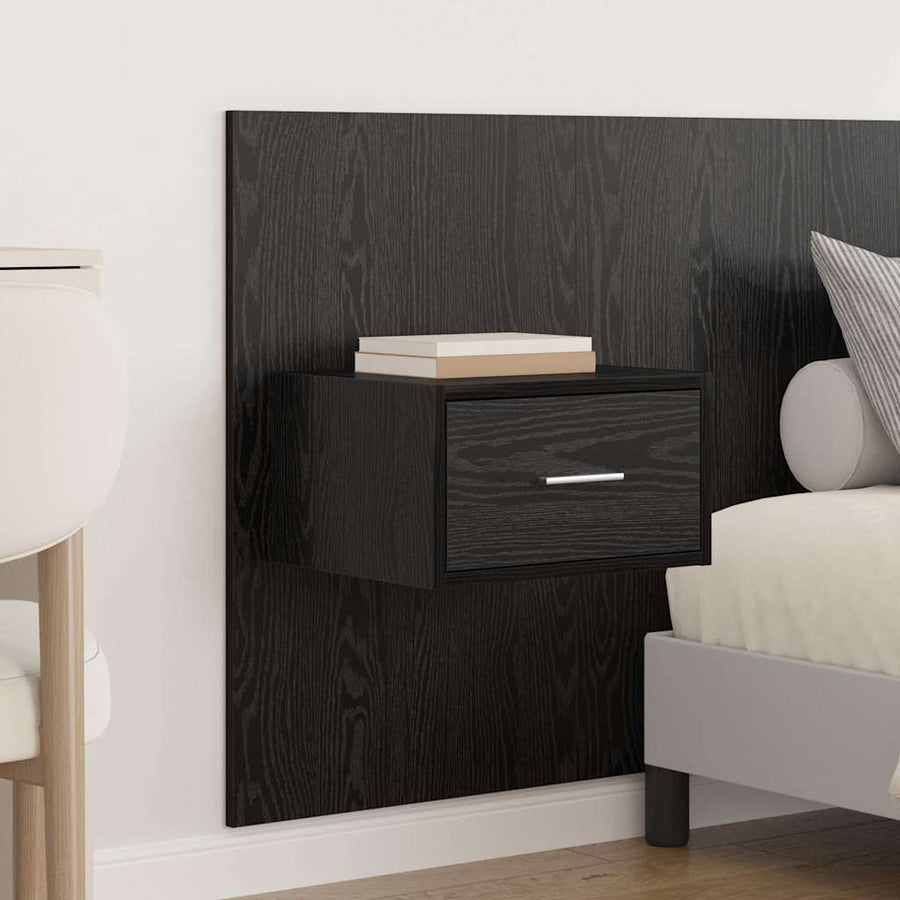 Hoofdbord Met Kast met lade 3 pcs Zwart Eiken Bewerkt hout