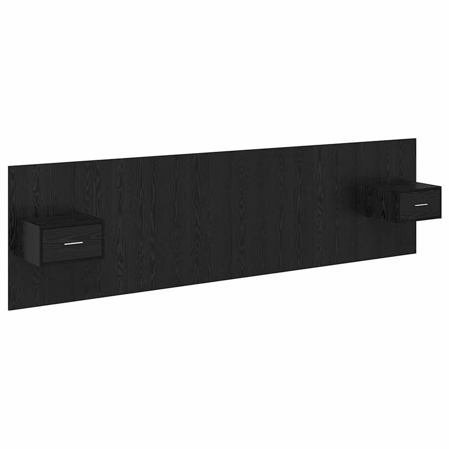 Hoofdbord Met Kast met lade 3 pcs Zwart Eiken Bewerkt hout