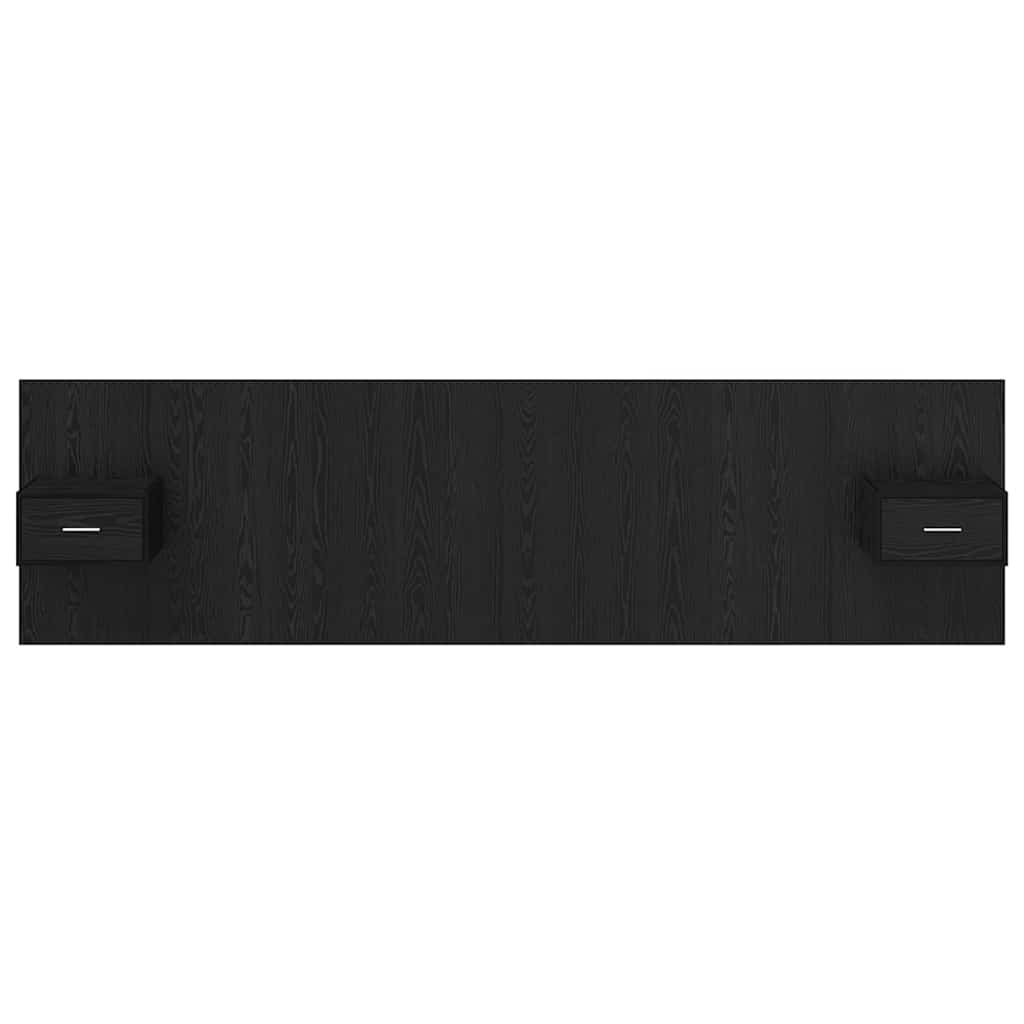 Hoofdbord Met Kast met lade 3 pcs Zwart Eiken Bewerkt hout