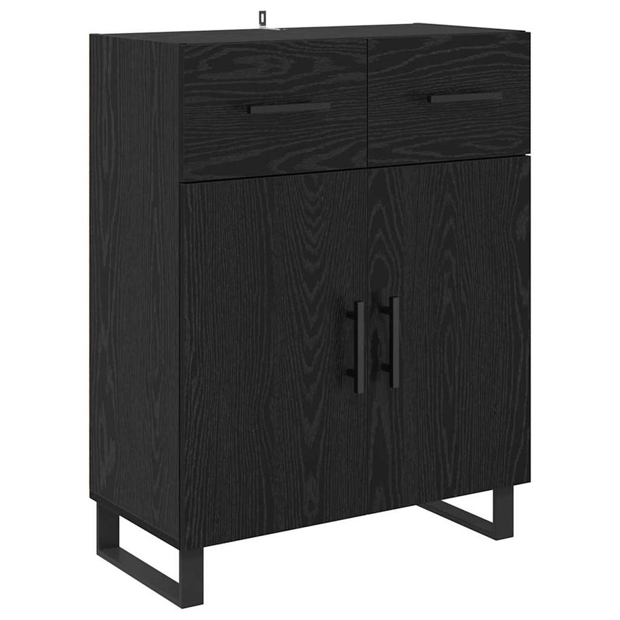 Dressoir Wandgemonteerd met lade 2 pcs Zwart Eiken Bewerkt hout
