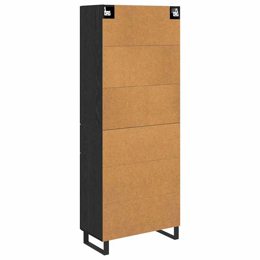 Dressoir Wandgemonteerd met lade 2 pcs Zwart Eiken Bewerkt hout