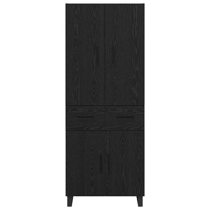 Dressoir Wandgemonteerd met lade 2 pcs Zwart Eiken Bewerkt hout