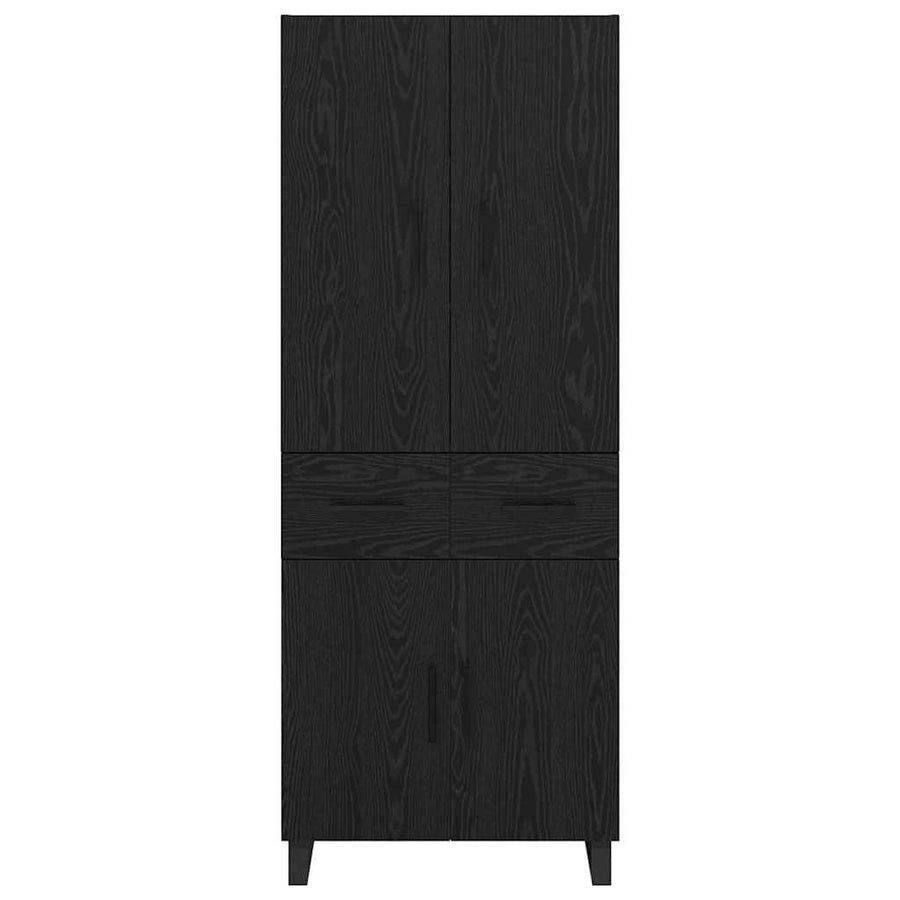 Dressoir Wandgemonteerd met lade 2 pcs Zwart Eiken Bewerkt hout