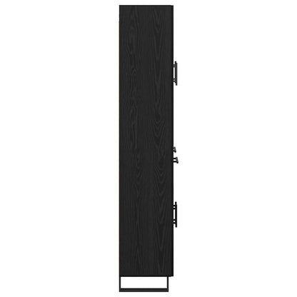 Dressoir Wandgemonteerd met lade 2 pcs Zwart Eiken Bewerkt hout