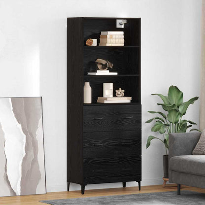 Dressoir Wandgemonteerd met lade 2 pcs Zwart Eiken Bewerkt hout