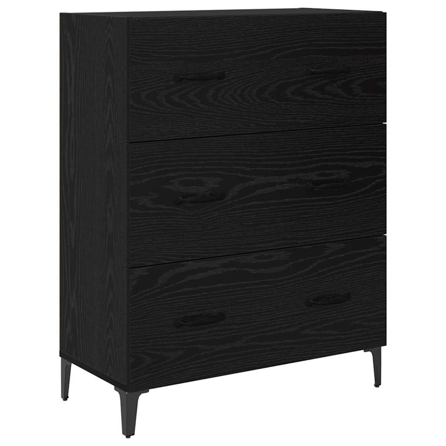 Dressoir Wandgemonteerd met lade 2 pcs Zwart Eiken Bewerkt hout
