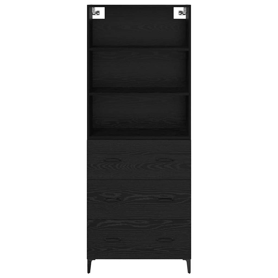 Dressoir Wandgemonteerd met lade 2 pcs Zwart Eiken Bewerkt hout